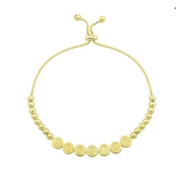 The Sis Kiss Mini Gold Coin Jessica Name Adjustable Bracelet NWT - Picture 1 of 4